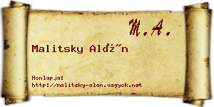 Malitsky Alán névjegykártya